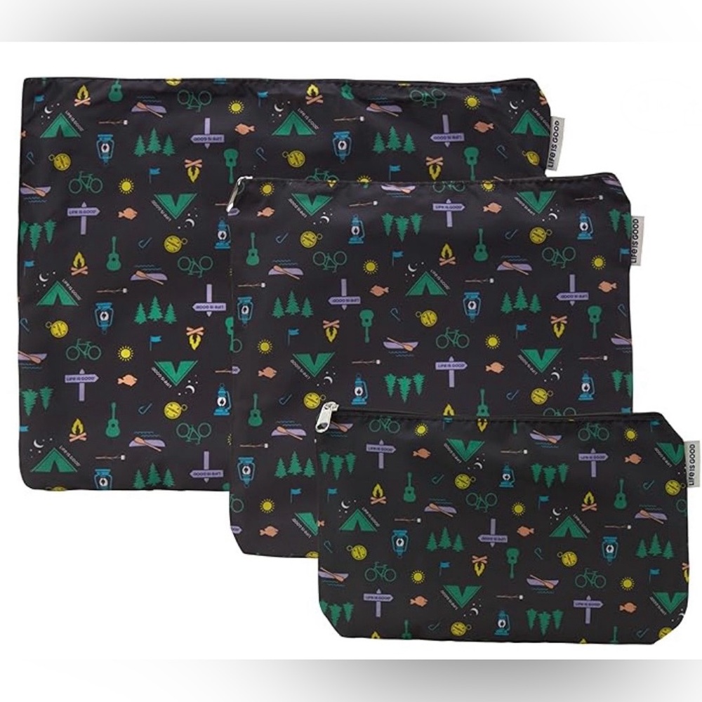 NWT Life is Good 3pc travel pouch set